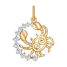 Подвеска SOKOLOV - Золото 585, Фианит (арт. 035126)