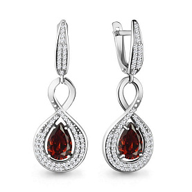 Серьги Аквамарин - Серебро 925, Гранат, Фианит (арт. 4449703А.5)