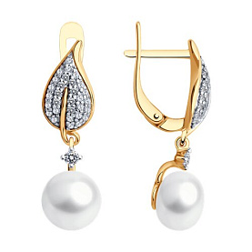 Серьги SOKOLOV - Серебро 925, Жемчуг культивированный, Фианит (арт. 92025301)