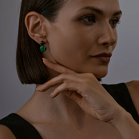 Серьги SOKOLOV - Серебро 925, Агат, Малахит (арт. 83020096)