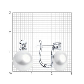 Серьги SOKOLOV - Серебро 925, Жемчуг культивированный, Фианит (арт. 92022673)