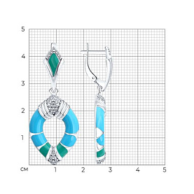 Серьги Diamant - Серебро 925, Фианит, Эмаль (арт. 94-121-00040-1)