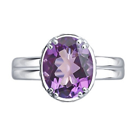 Кольцо SOKOLOV - Серебро 925, Аметист, Фианит (арт. 92014873)