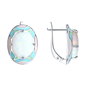 Серьги SOKOLOV - Серебро 925, Синтетический опал , Эмаль (арт. 83020039)