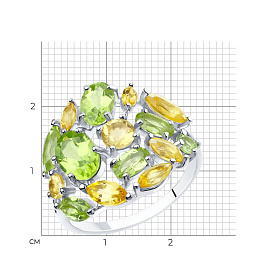 Кольцо SOKOLOV - Серебро 925, Хризолит, Цитрин (арт. 92011845)