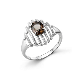 Кольцо Дар - Серебро 925, Раухтопаз, Фианит (арт. К-3597рс40700)