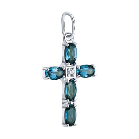 Подвеска SOKOLOV - Серебро 925, Топаз лондон, Фианит (арт. 92030760)