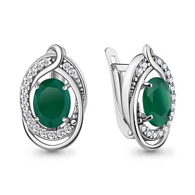 Серьги Аквамарин - Серебро 925, Агат, Фианит (арт. 45019509А.5)