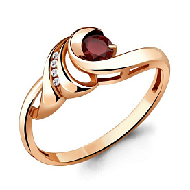 Кольцо Аквамарин - Серебро 925, Гранат, Фианит (арт. 6931203А.6)