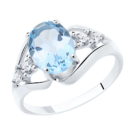 Кольцо SOKOLOV - Серебро 925, Топаз, Фианит (арт. 92011934)