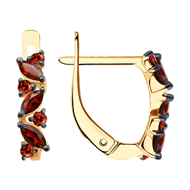 Серьги SOKOLOV - Золото 585, Гранат, Фианит (арт. 727615)