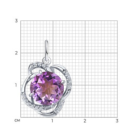 Подвеска Diamant - Серебро 925, Аметист, Фианит (арт. 94-330-01920-1)