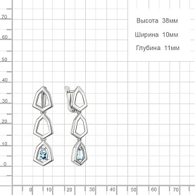 Серьги Аквамарин - Серебро 925, Топаз (арт. 45016702.5)