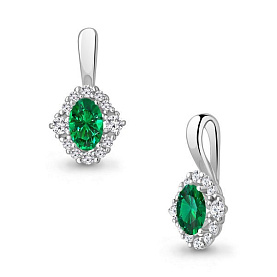 Подвеска Аквамарин - Серебро 925, Синтетический изумруд, Фианит (арт. 24497АГ.5)