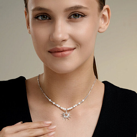 Колье SOKOLOV - Серебро 925, Жемчуг имитация (арт. 94071348)