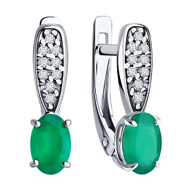 Серьги Diamant - Серебро 925, Агат, Фианит (арт. 94-320-00176-2)
