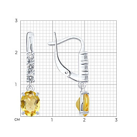 Серьги SOKOLOV - Серебро 925, Фианит, Цитрин (арт. 92023136)