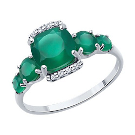 Кольцо SOKOLOV - Серебро 925, Агат, Фианит (арт. 92014507)