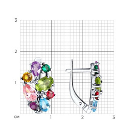 Серьги SOKOLOV - Серебро 925, Аметист, Синтетический рубин, Топаз, Фианит, Хризолит (арт. 92022739)