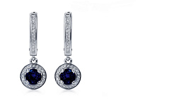 Серьги Platinum Lab. - Платина 950, Сапфир (арт. ПС-060С-01)