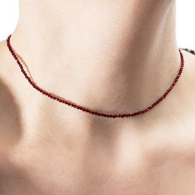 Колье Фиделис - Серебро 925, Синтетическая шпинель (арт. SV-Shp13N-gt-Rd)