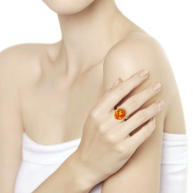Кольцо SOKOLOV - Серебро 925, Янтарь пресс. (арт. 93010518)