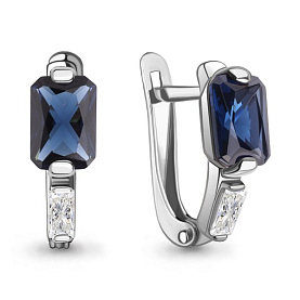 Серьги Аквамарин - Серебро 925, Синтетический сапфир , Фианит (арт. 49813Н.5)