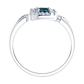 Кольцо SOKOLOV - Серебро 925, Топаз лондон, Фианит (арт. 92014633)
