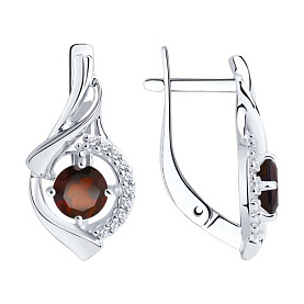 Серьги Diamant - Серебро 925, Гранат, Фианит (арт. 94-320-00379-2)