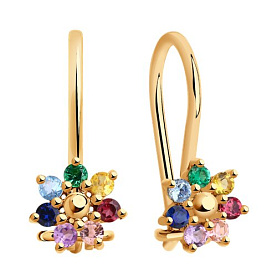 Серьги SOKOLOV - Золото 375, Аметист, Родолит, Синтетический ситалл , Топаз, Фианит, Цитрин (арт. 37727382)