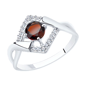 Кольцо Diamant - Серебро 925, Гранат, Фианит (арт. 94-310-00380-2)