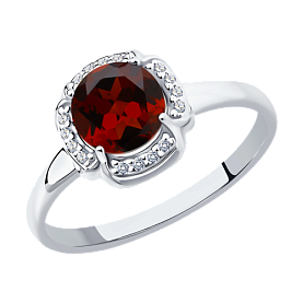 Кольцо SOKOLOV - Серебро 925, Гранат, Фианит (арт. 92011517)