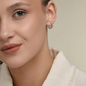 Серьги SOKOLOV - Золото 585, Топаз, Фианит (арт. 729434)