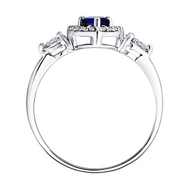 Кольцо SOKOLOV - Серебро 925, Фианит, Сапфир (арт. 62010028)