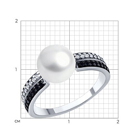 Кольцо SOKOLOV - Серебро 925, Жемчуг синтетический, Фианит, Шпинель (арт. 94014400)